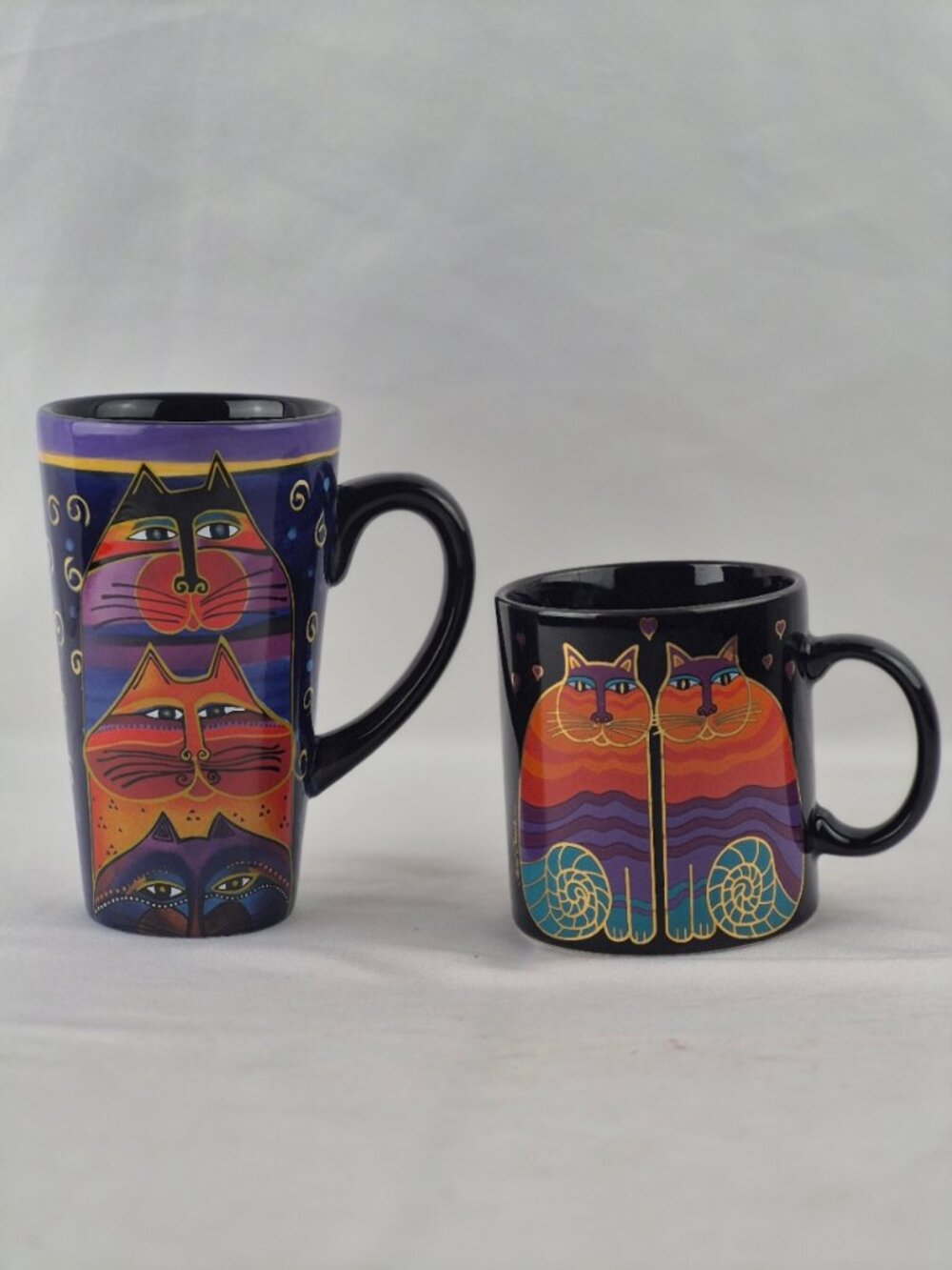 Laurel Burch Latte & Standard Coffee Mugs Cats Lot of 2 Mugs